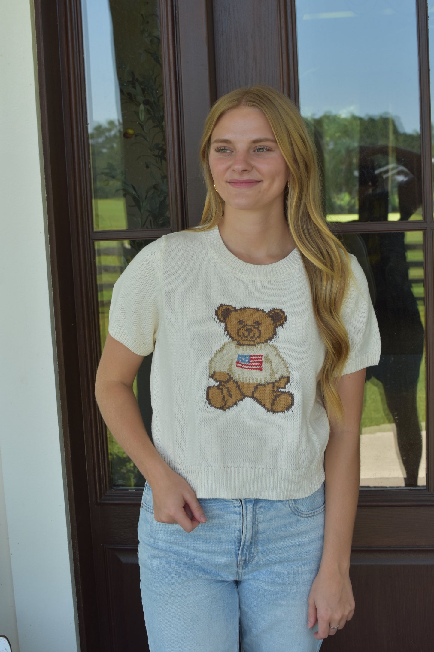 Cream Teddy Bear Sweater Top