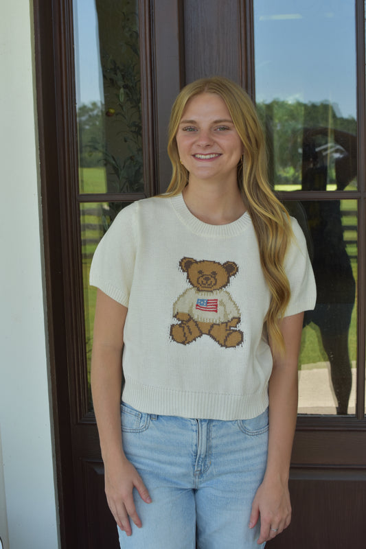 Cream Teddy Bear Sweater Top