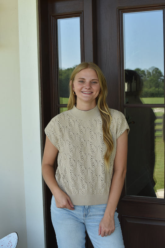 Cream Knitted Sweater Vest