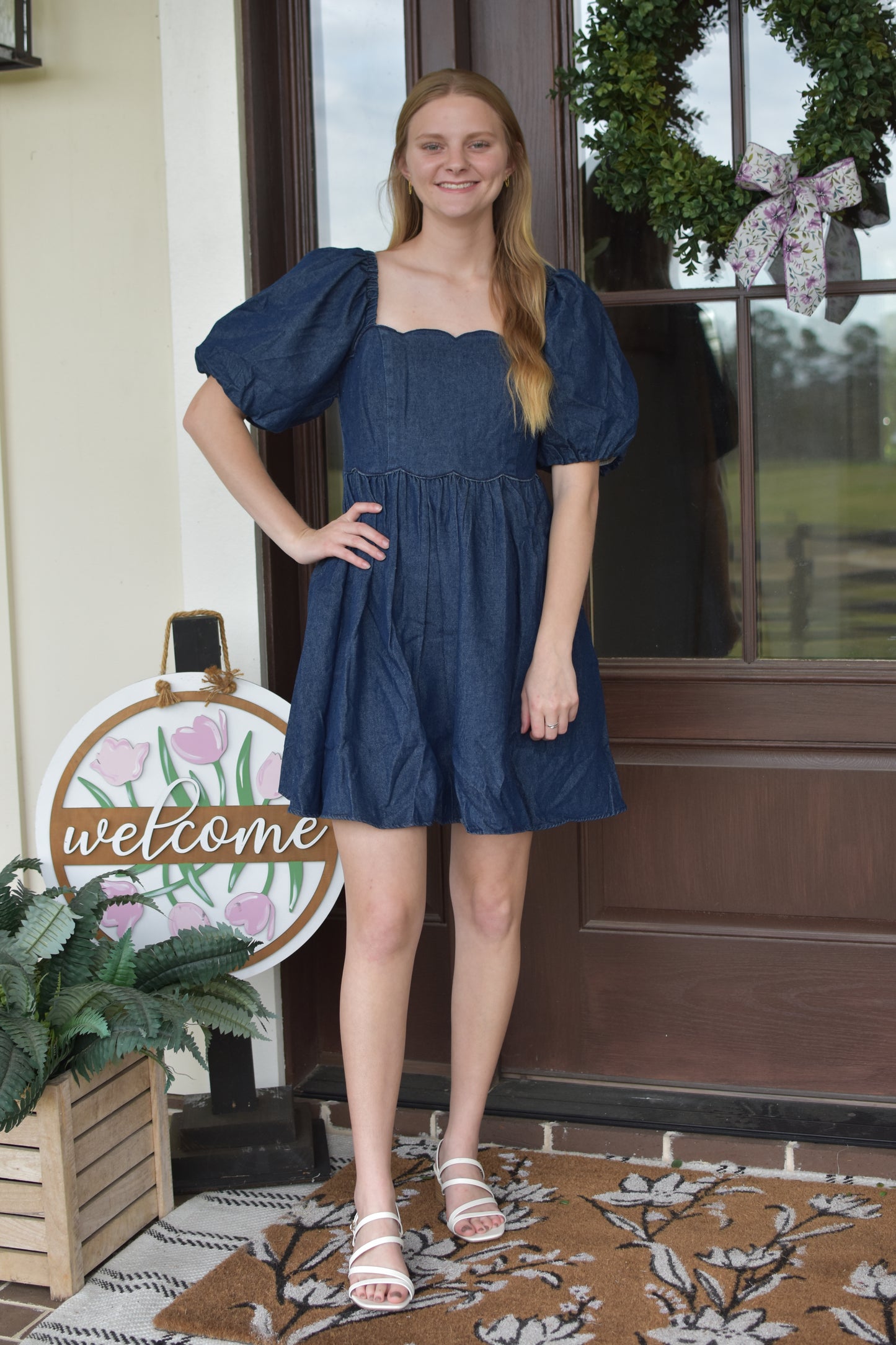 Scalloped Dark Denim Mini