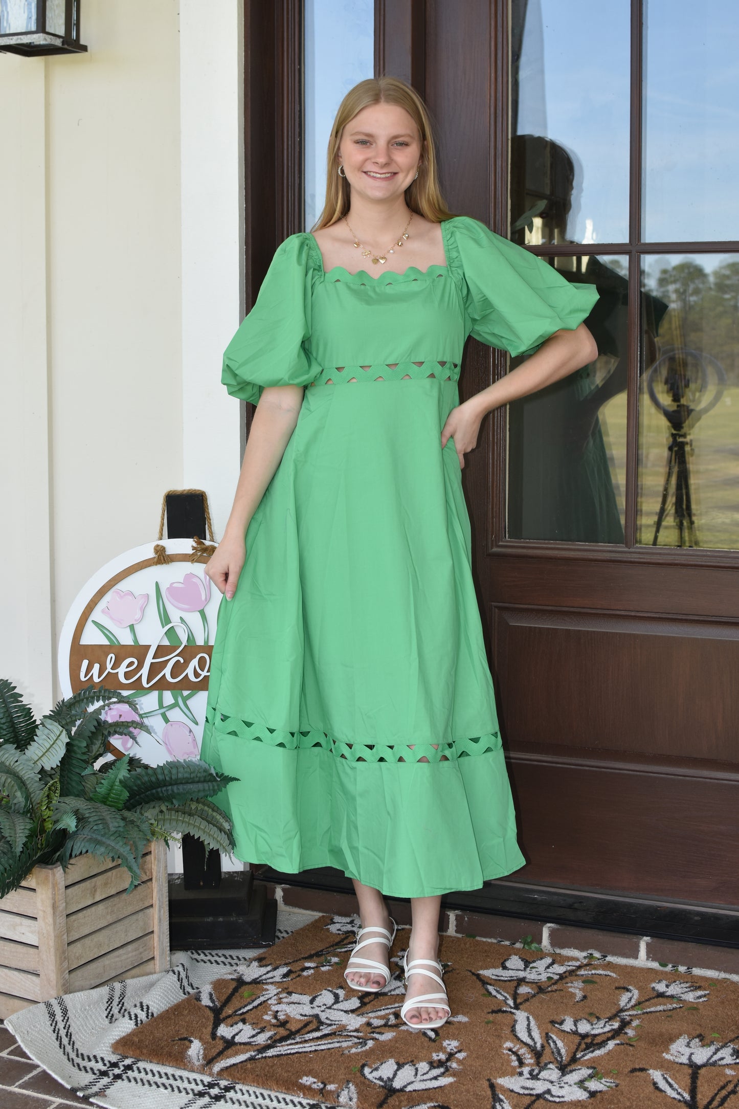 Green Scalloped Band Midi