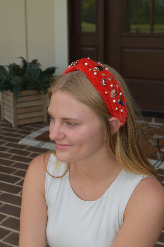 Red Game day Headband
