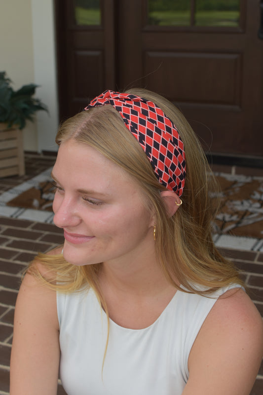 Red and Black Checker Headband