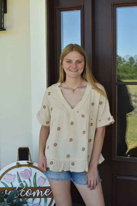 Neutral Floral Blouse