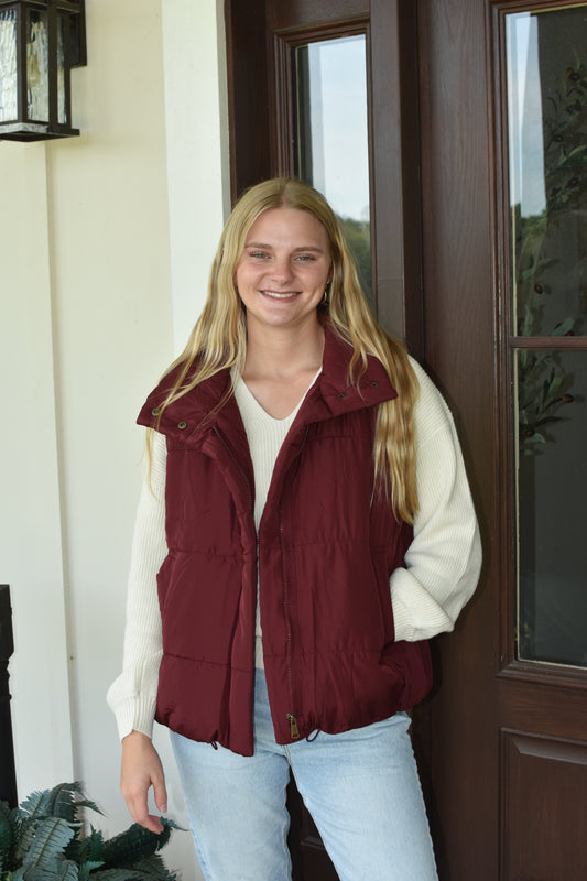 Burgundy Puffer Vest