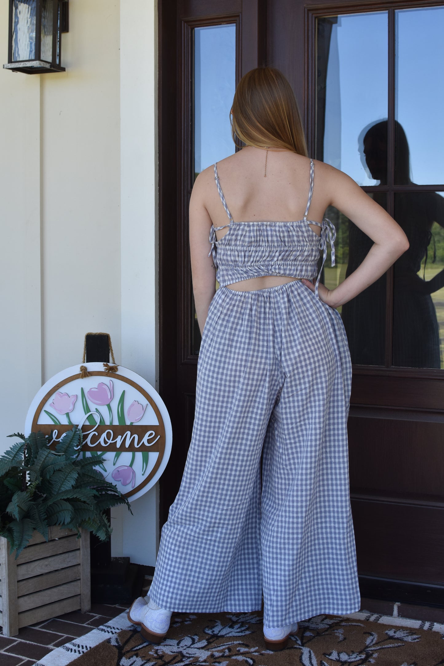 Gingham Overalls, Blue