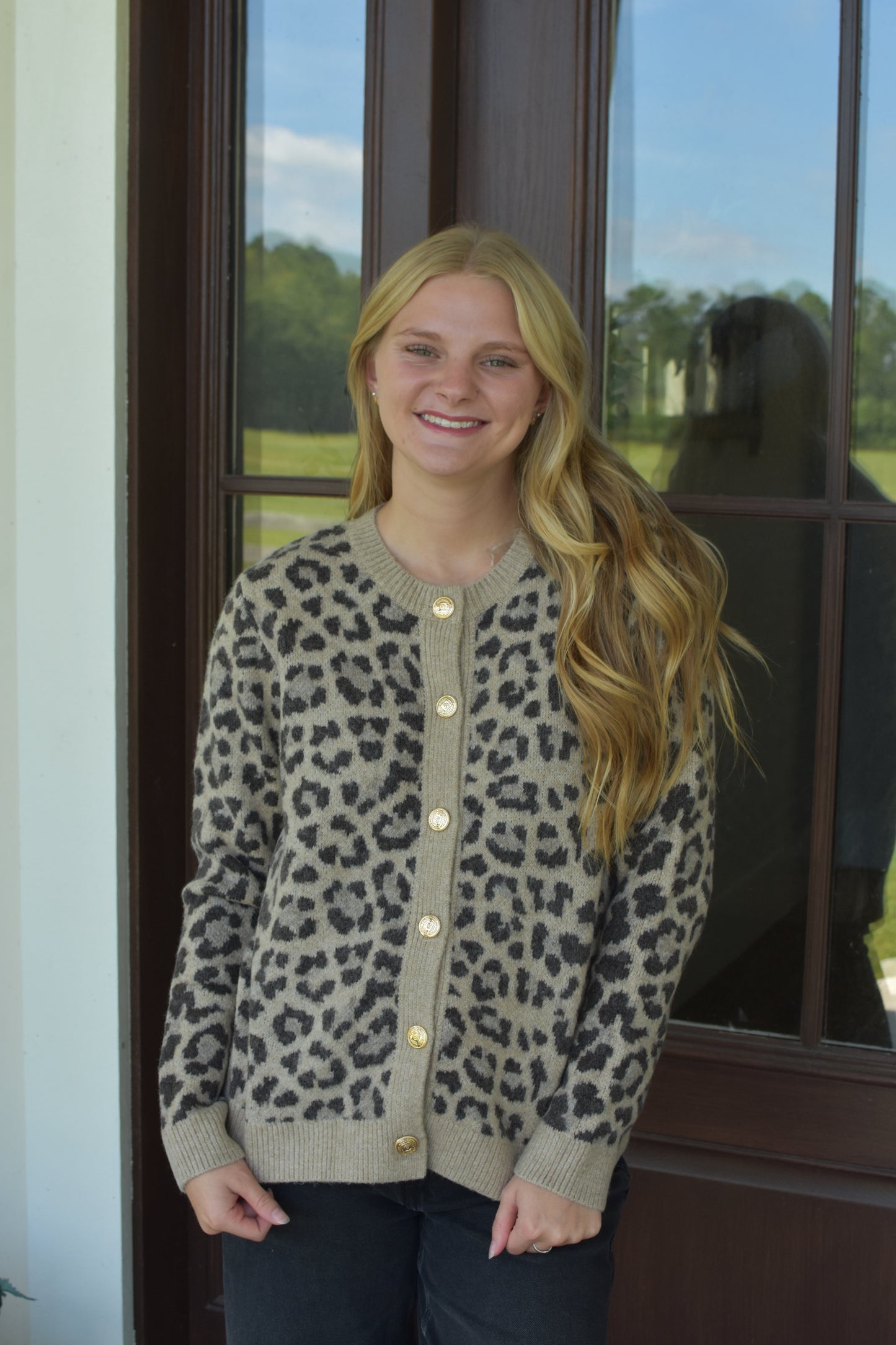 Cheetah Button Sweater