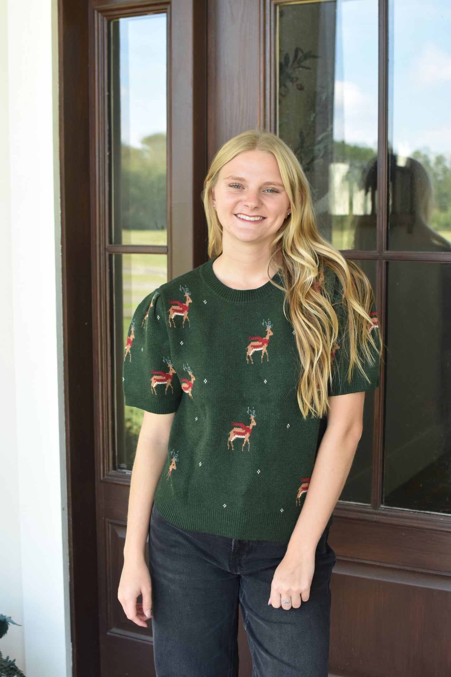 Green Reindeer Sweater