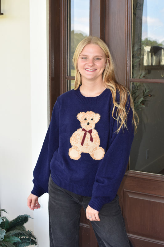 Navy Teddy Bear Sweater