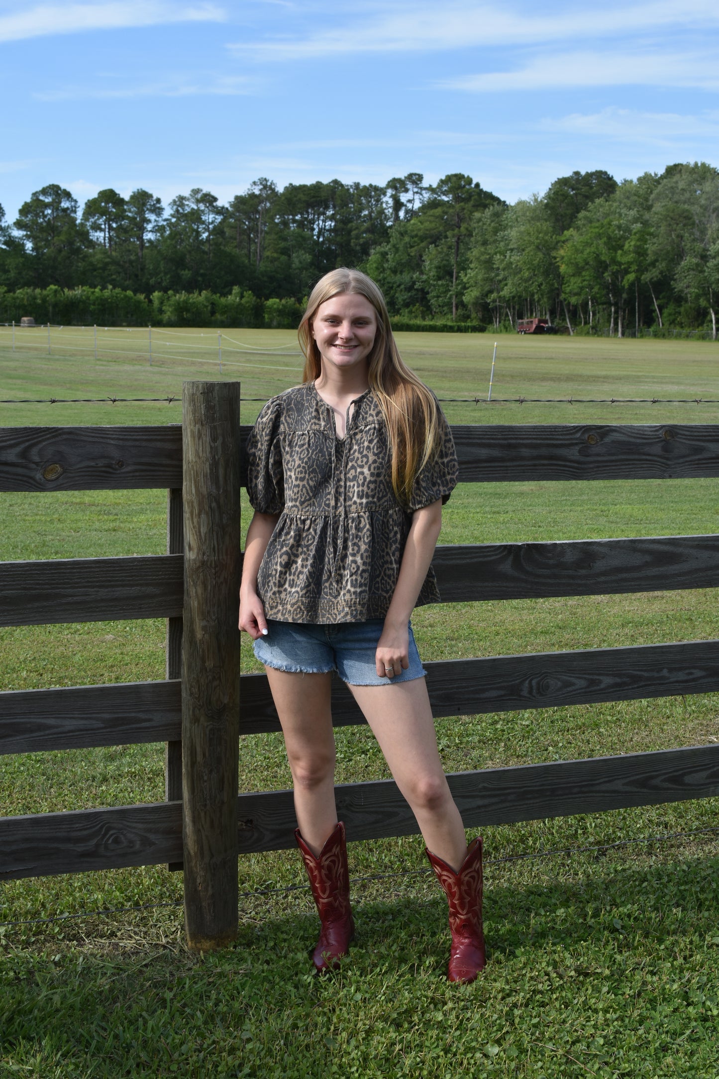 Denim Cheetah Blouse