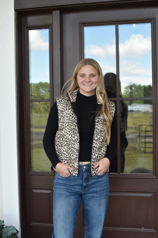 Cheetah Puffer Vest