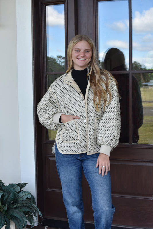 Brown and Cream Puffer Jacket
