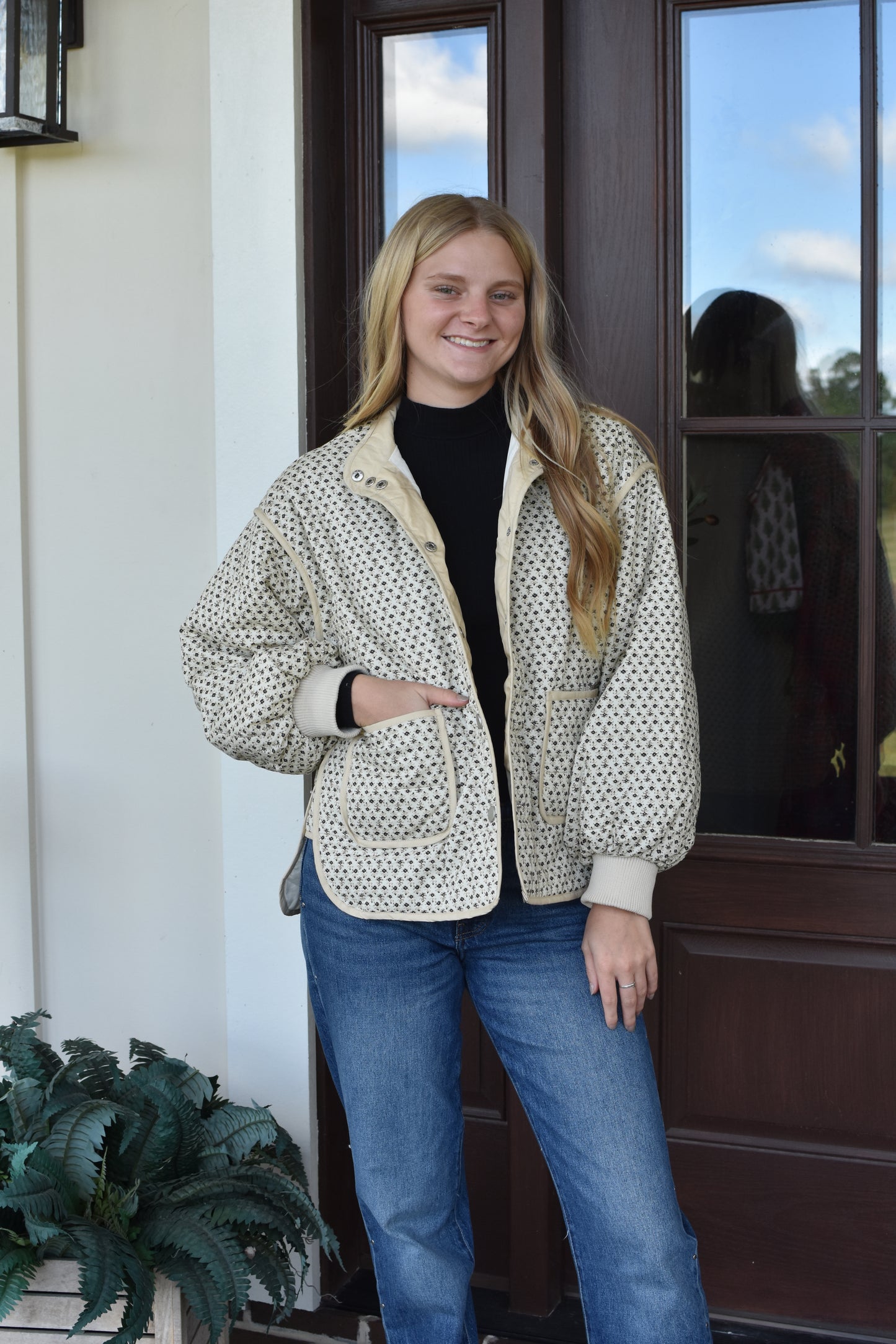 Brown and Cream Puffer Jacket