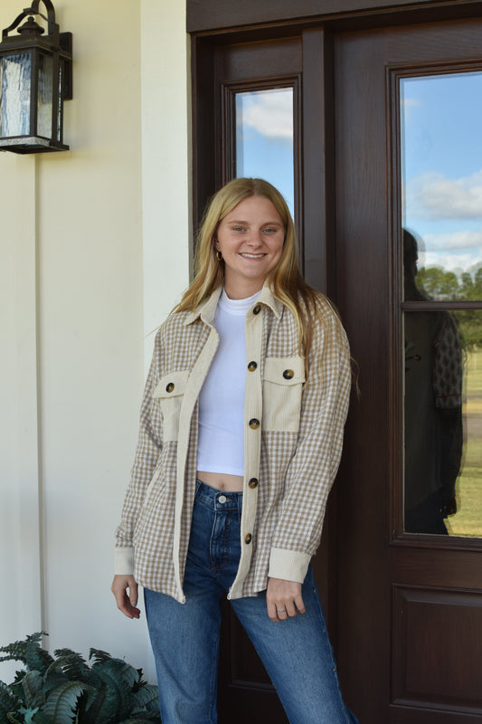 Plaid Cream Shacket