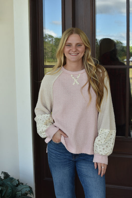 Pink Floral Sweater