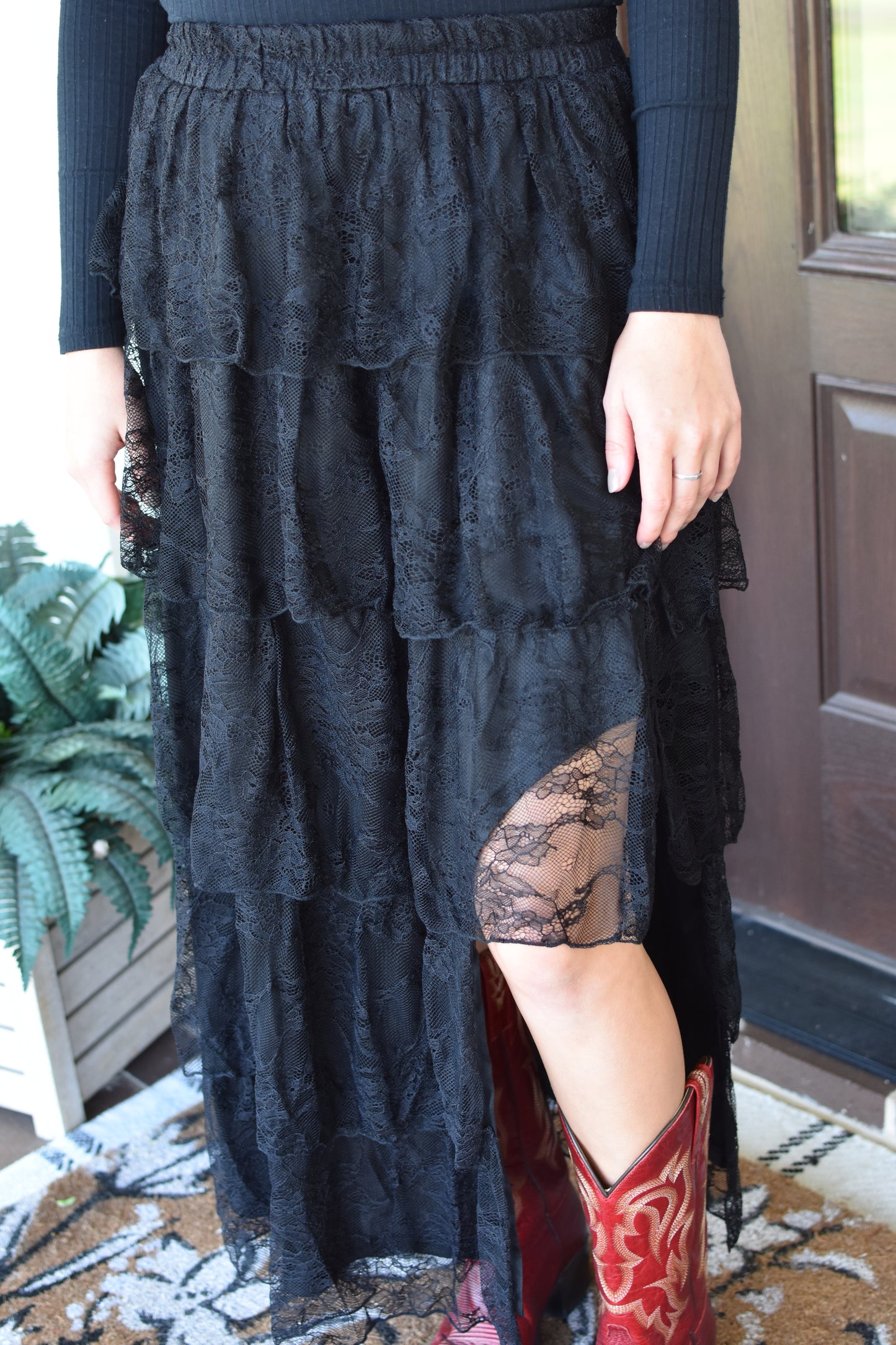 Black Lace Midi Skirt
