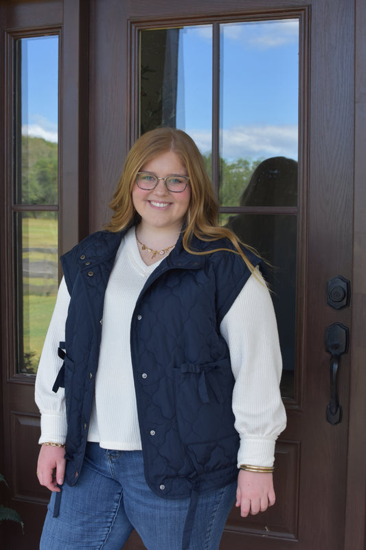 Navy Puffer Vest, CURVY