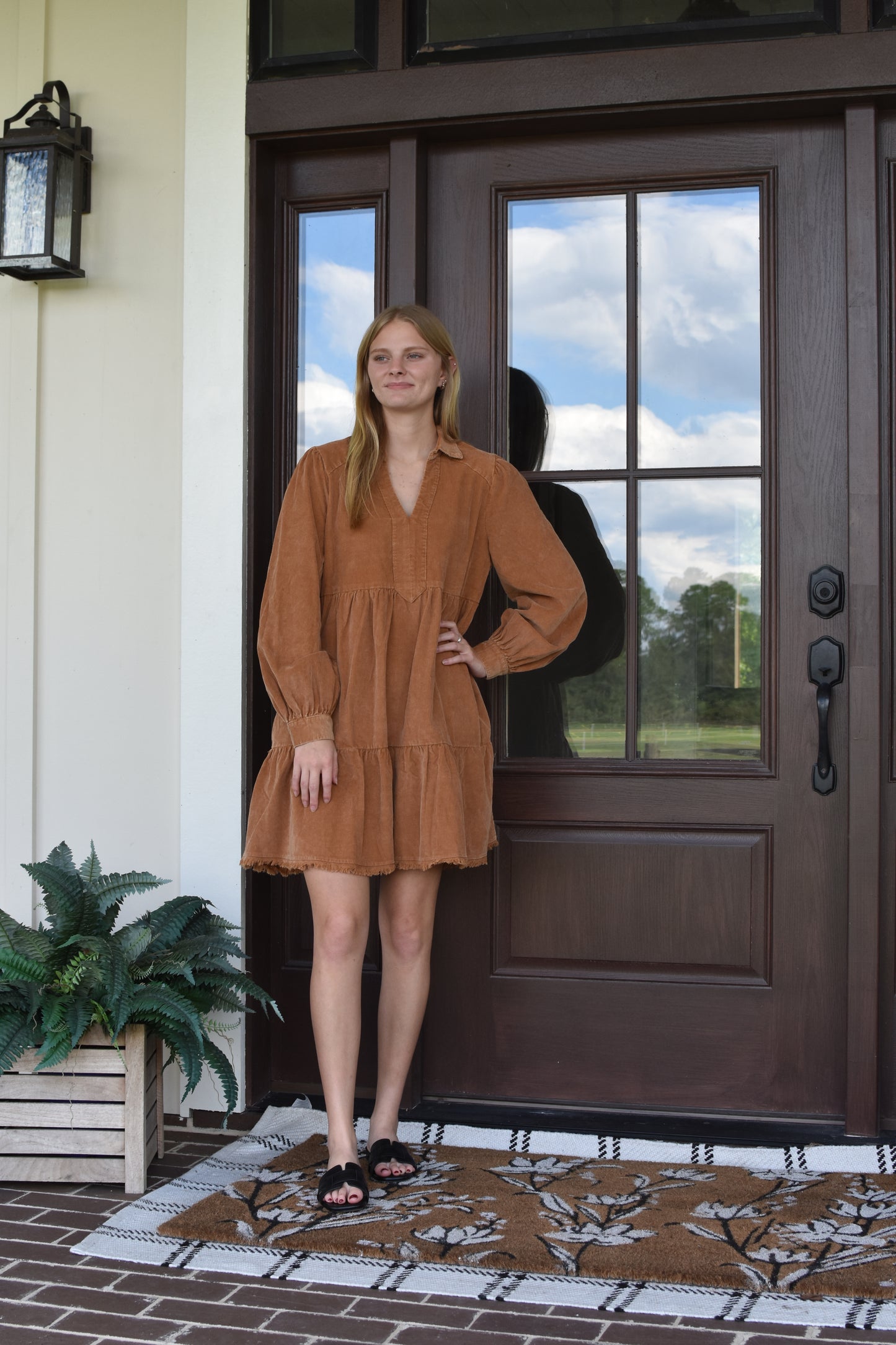 Rusty Orange Long Sleeve Dress