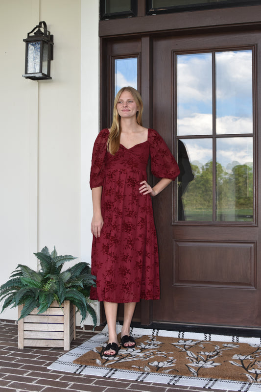 Burgundy Velvet Midi