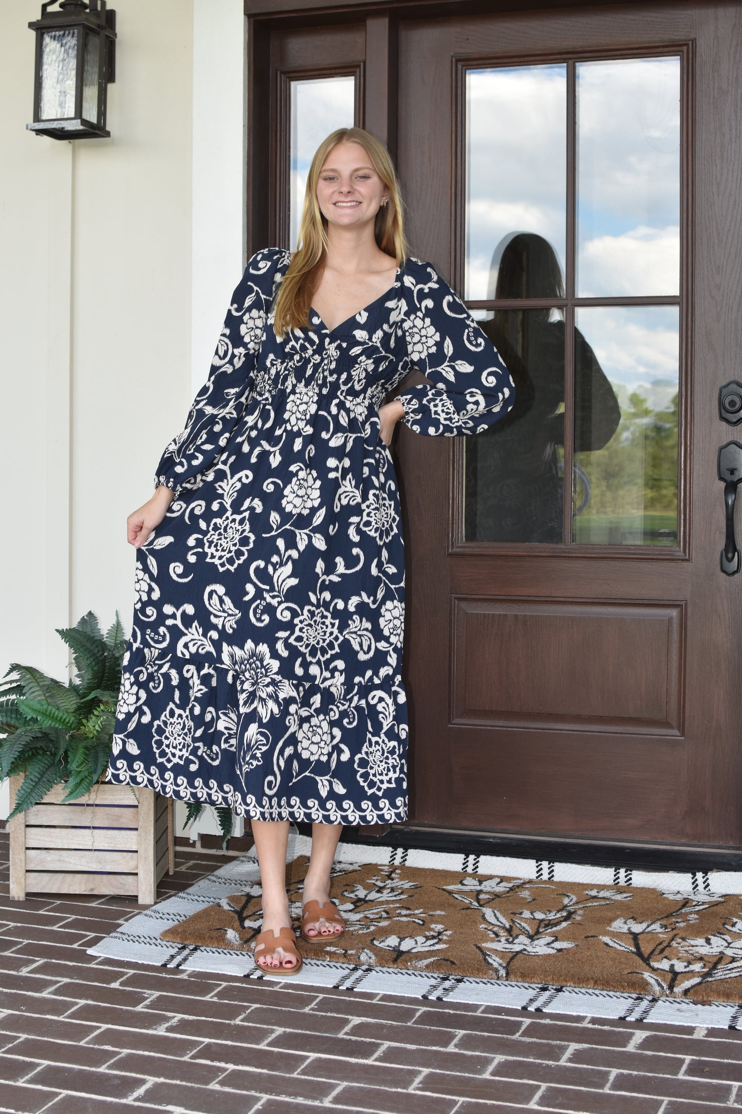 Navy Floral Midi