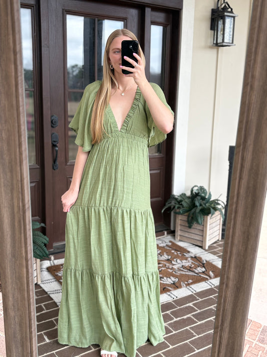 Light Olive Flowy Maxi