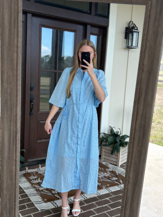 Baby Blue Eyelet Midi