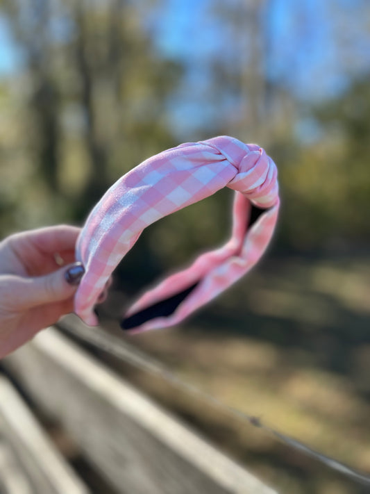 Checkered (light pink) Headband
