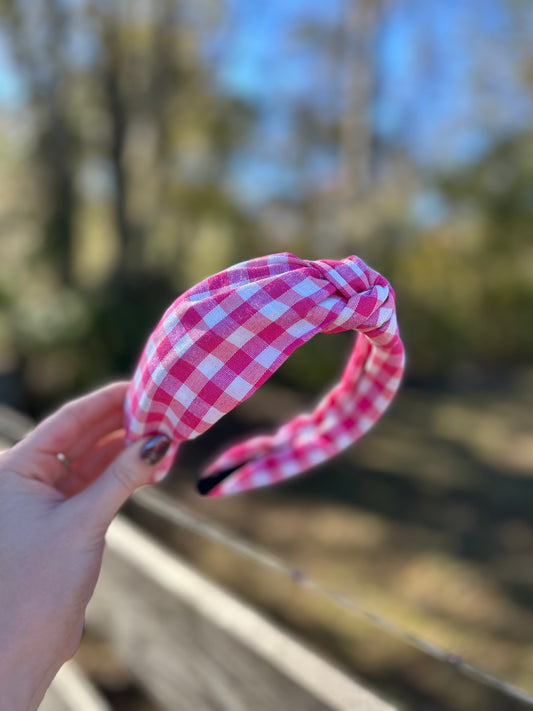 Checkered (dark pink) Headband